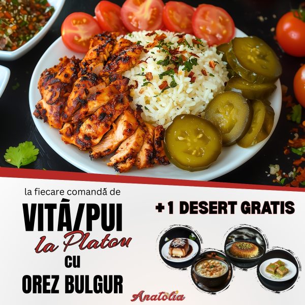 Comanda un platou de pui / vita si primesti un desert gratis